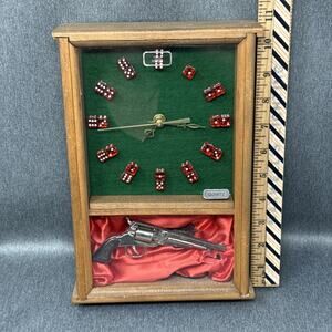 Old Reno NV Novelty Wall Clock Peace Keeper Dice Hour Markers Gun Display WORKS